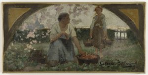 Skiss till matsalen på Hôtel de Ville de Paris: Les fraises, ca 1893 (olja på duk) av Georges Jules Bertrand