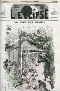 Nyckeln till fälten, illustration av Pilotel som ersätter Gills teckning "Justice and Vengeance pursuing crime", cencure av polisen. Omslag i "" L