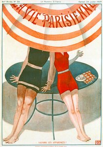 Kärlekspar som håller varandra i handen, Illustration från "La Vie Parisienne"