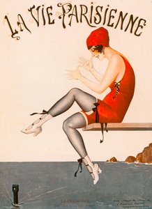Simmare på hoppbräda, illustration från "La Vie Parisienne"
