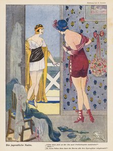 Den naiva unga kvinnan (färg litho)