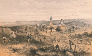 Karantänkyrkogård och kyrka med franskt batteri nr 50, 1856 av Georges McCulloch