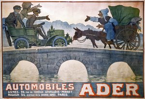 Konflikten mellan vagnen och bilen, ca 1910 (affisch) av Georges Meunier