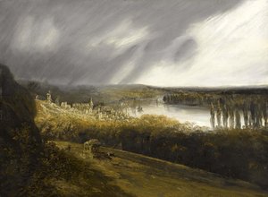 Franska: Vy över Seine med en diligens av Georges Michel