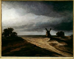 Omgivningarna i Montmartre Parisiska landskap med kvarn. målning av Georges Michel (1763-1843) 1700-talet sön. 0,64 X 0,80 m Paris, Louvren