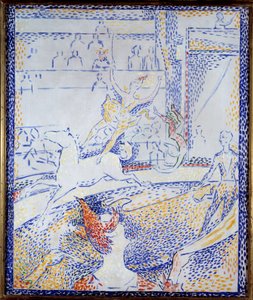 Cirkus En dansare som gör ett konstflygnummer till häst och en clown. Skiss av Georges Seurat (1859-1891) 1891 Sön. 0,55x0,46 m Paris, musee d