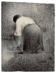 Knästående kvinna; Femme agenouillee, c.1881 av Georges Pierre Seurat