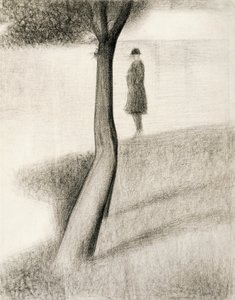 Man som står bredvid trädet; studera på La Grande Jatte av Georges Pierre Seurat