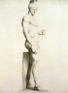Profil av en skulptur av en krigare med hjälm (p/p) av Georges Pierre Seurat