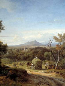 Country scen. Vänster detalj. Målning Georges Prieur (1800-talet) av Georges Prieur