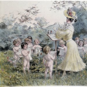 Amours: ung kvinna som sjunger kerubiner av Georges Redon
