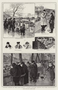 Vinterscener på Paris Quais, en lycklig jaktmark för boksamlare av Georges Redon