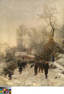 By med barn i snön av Georges Reinheimer