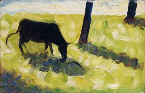 Svart ko på en äng av Georges Seurat