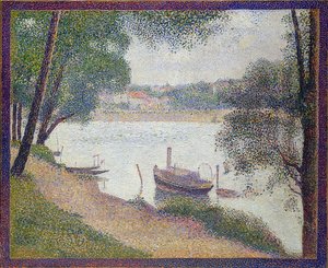 Grått väder, Grande Jatte. Omkring 1886-88 av Georges Seurat