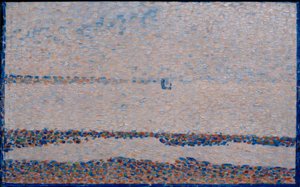 La Plage, en båt vid Gravelines (Strand bei Gravelines) av Georges Seurat