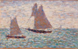 Två segelbåtar på Grandcamp av Georges Seurat