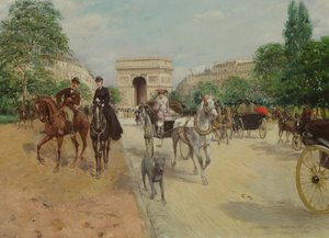 Ryttare och vagnar på Avenue du Bois, 1910
