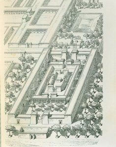 Etsning som visar en perspektivvy av en byggnad i Tell el-Amarna av Georges Perrot (1832-1914) och Charles Chipiez (1835-1901) av Georges and Chipiez Charles Perrot