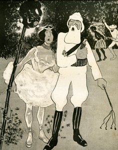 Leopold II och Cleo de Merode sjunger en operettduett, 1904.