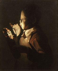 Pojke som blåser på lampan av Georges de La Tour