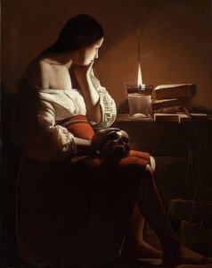 Maria Magdalena med en prasslande låga. Omkring 1638-40 av Georges de La Tour