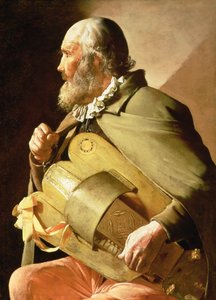 The Blind Hurdy Gurdy Player (olja på duk) av Georges de La Tour