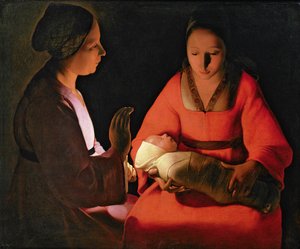 The New Born Child, sent 1640-tal (olja på duk) av Georges de La Tour