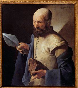 Aposteln Saint Thomas Målning av Georges de la Tour (1593-1652) 1600-talet sön. 0,51x0,71 m av Georges de La Tour