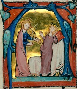 Jesus spelar musik - Cisterciensisk antifonarie (Delights Antiphonar), breisgau ca 1300 (Karlsruhe, Baden State Library, COD. St. Georgen 5, fol. 16 v) (46824974821)