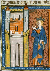 Ludvig IX framför fästningen, från Chroniques de France ou de St Denis, 1300-talet (22690438696) av Georgia Levan Ramishvili from Tbilisi