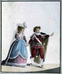 John Edwin (1749-90) och Sarah Siddons (1755-1831) (akvarell på papper) av Georgiana Jane Keate
