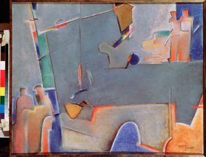 Lyftkranen - målning av Georgi Avgustovich Stenberg (1900-1933), olja på duk