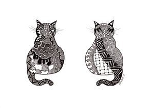 Couple of Cats, 2015 (bläck på bristolkartong)