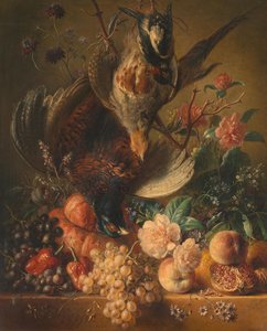 Blommor och fjäderfä av Georgius Jacobus Johannes van Os