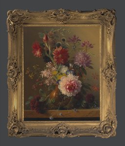 Blomsterstycke med pion av Georgius Jacobus Johannes van Os
