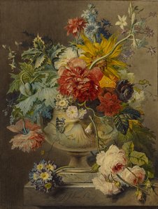 Bukett blommor i en vas av Georgius Jacobus Johannes van Os