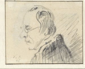 Profil av man med glasögon, vänd åt vänster av Georgius Jacobus Johannes van Os
