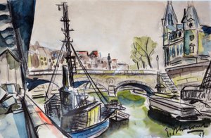 Seine i Paris 1948 (akvarell)