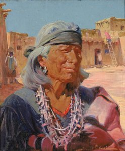 Gammal man från Zuni, överstepräst Cacique, 1924. av Gerald Cassidy