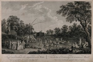 Utsikt över Serebryanicheskaya-badhusen i Moskva, 1796. av Gerard Barthe de la