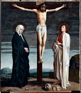Crucifixion Polyptyk Panel från kyrkan San Gerolamo della Cervara - Målning av Gerard David (ca 1460-1523) 1506 Dim 90x100 cm Genes Musei di Strada Nuova (ex Palazzo Bianco) Italien av Gerard David