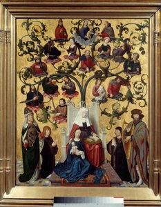 Linjen av Saint Anne Representation av det genealogiska trädet av Saint Anne, mor till Maria. Målning på trä av Gerard David (1460-1523). 1483. Sön. 0,88 x 0,69 Lyon, Musee des Beaux Arts av Gerard David