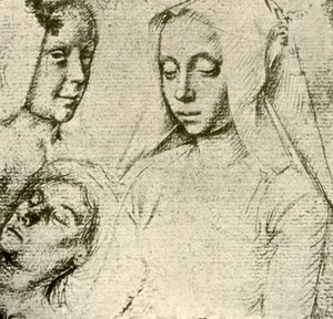 Tre kvinnliga huvuden, sent 1400-tidigt 1500-tal, 1908. av Gerard David