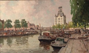 Utsikt över Witte Huis, Rotterdam (olja på duk) av Gerard Delfgaauw