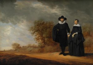 Borgmästare Cornelis Damasz. van der Gracht och hans fru, Jopken Jacobs, i ett landskap av Gerard Donck