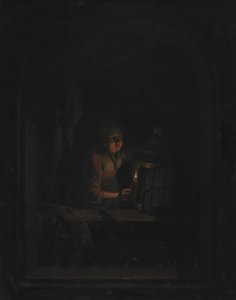 Flicka med ett ljus av Gerrit Dou