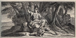 Minerva Slaming Discord - Minerva Terrassant la discorde - Gravyr av Gerard Edelinck efter Daniel Halle (1614-1675)