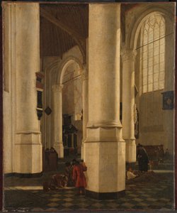 Interiör av Oude Kerk i Delft, med graven av viceamiral Pieter Pietersz Heijn av Gerard Houckgeest (attributed to)