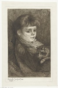 Porträtt av Eleonora Bos med katt av Gerard Jan Bos (signed by artist)